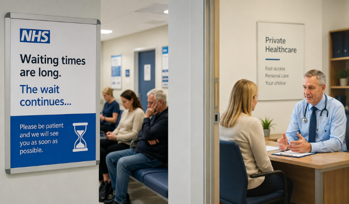 The rise of private healthcare is driven by long NHS waiting times